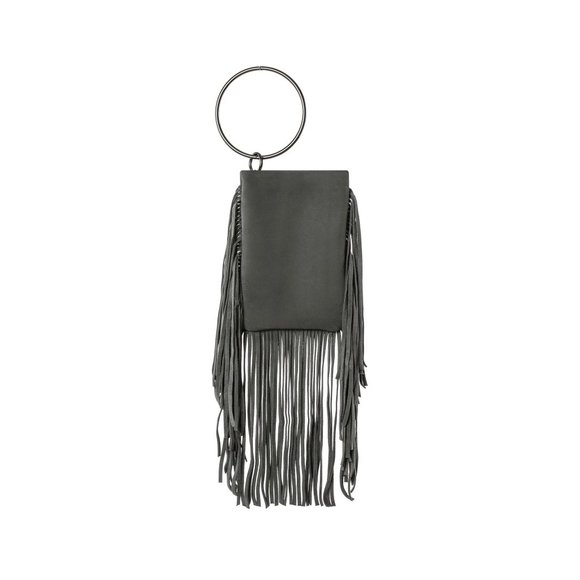 Dolly Fringe Handbag (Gray-ish Blackish Suede) - Picture 2 of 2